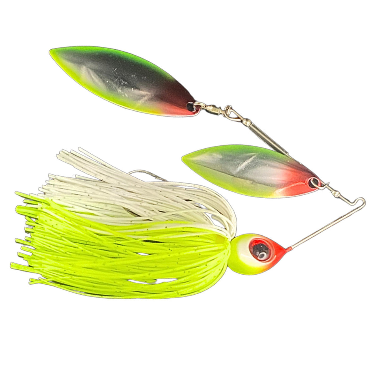 Head Hunter Nasty 50/50 Double Willow Spinnerbait Clown Chartreuse White