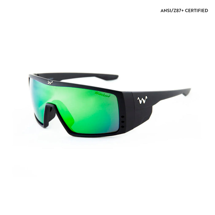Waterland Men's Sunglass - BedFisher Black Frame - Green Mirror Poly