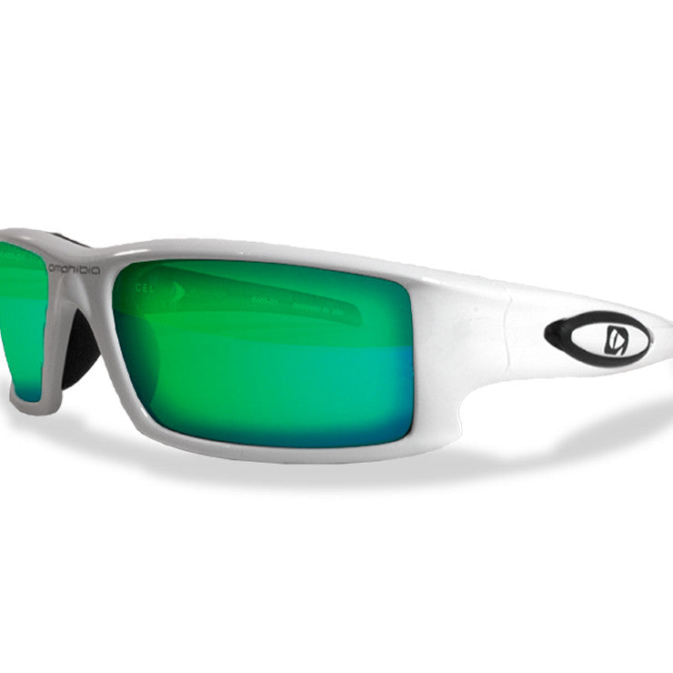 Amphibia Depthcharge Sunglasses Matte White Blue Storm (ANSI Rated)