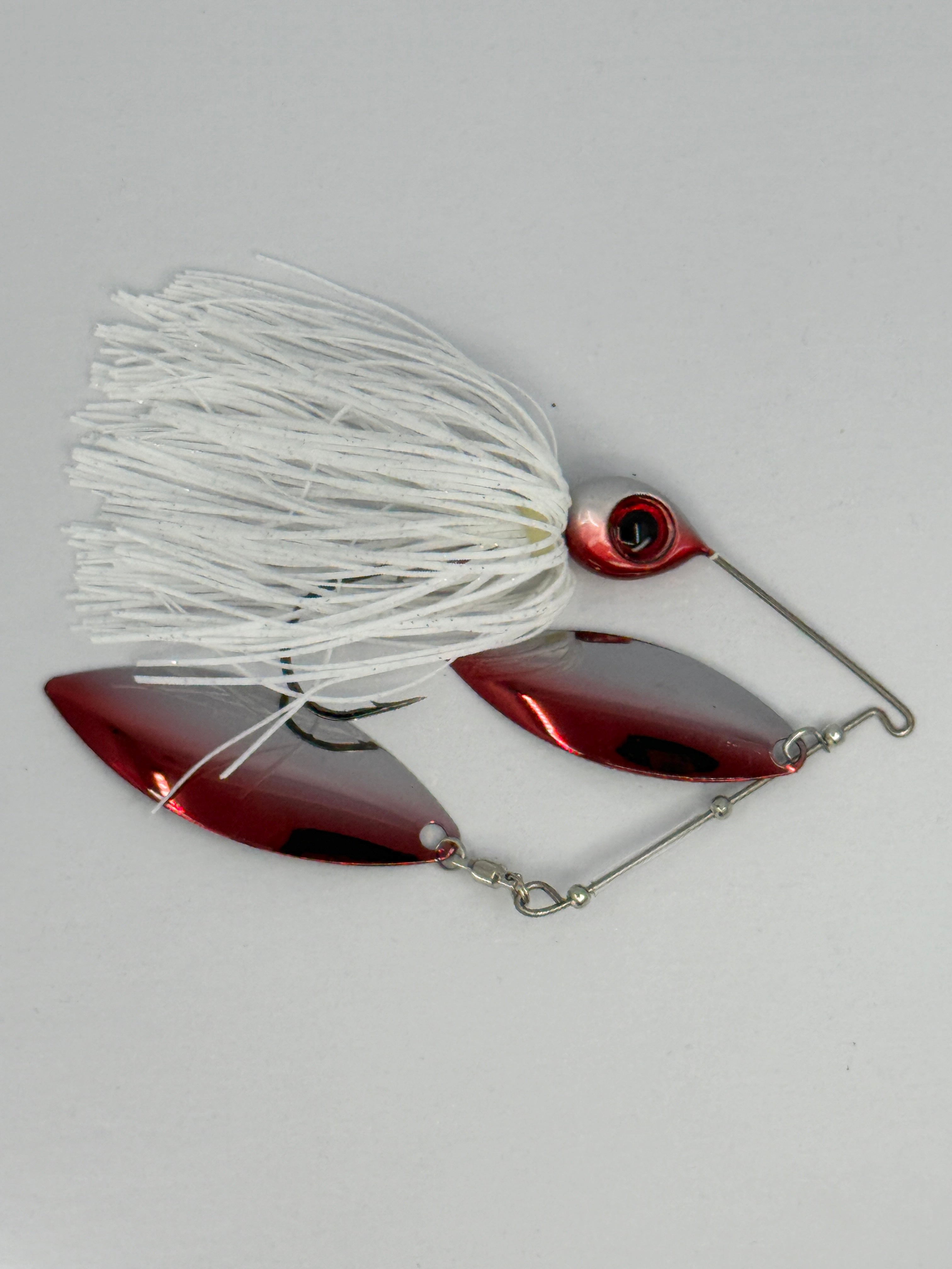 Head Hunter Nasty 50/50 Double Willow Spinnerbait Red Shiner White Silver Glitter