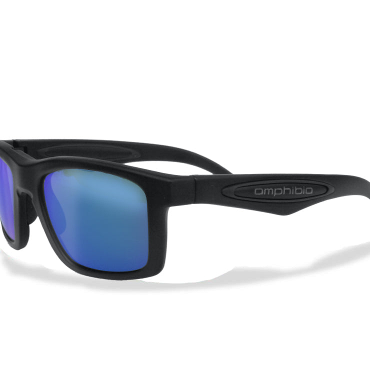Amphibia Lotus Sunglasses Matte Gunmetal Blue Shock (Brown Base Double Blue Mirror)