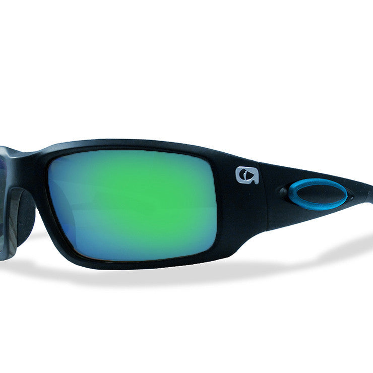 Amphibia Eclipse Sunglasses Matte Black Blue Rubber Blue Storm (ANSI Rated)