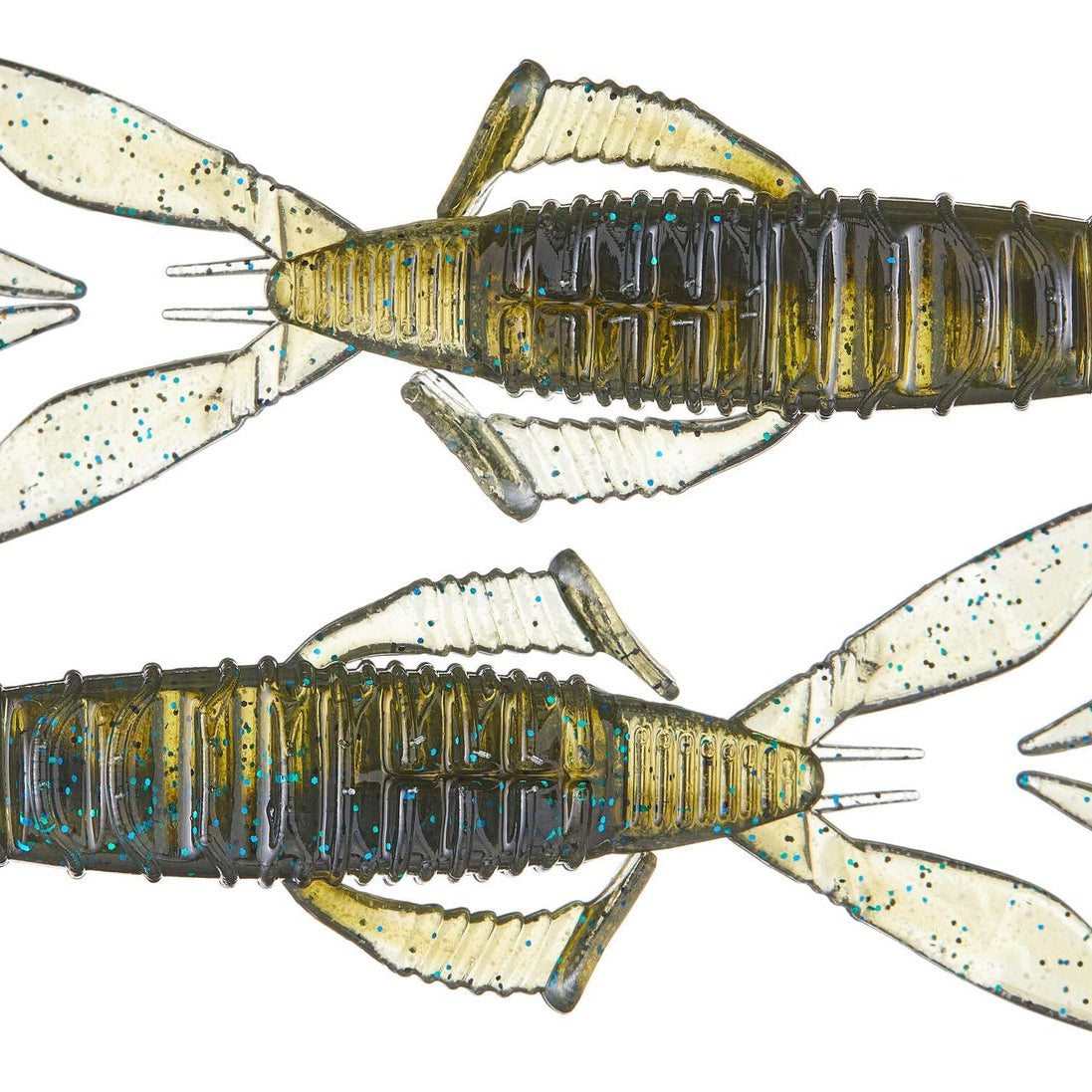 Nories Front Flapper Curly Creature Bait 4" 5pk Bluegill Dark Watermelon Back