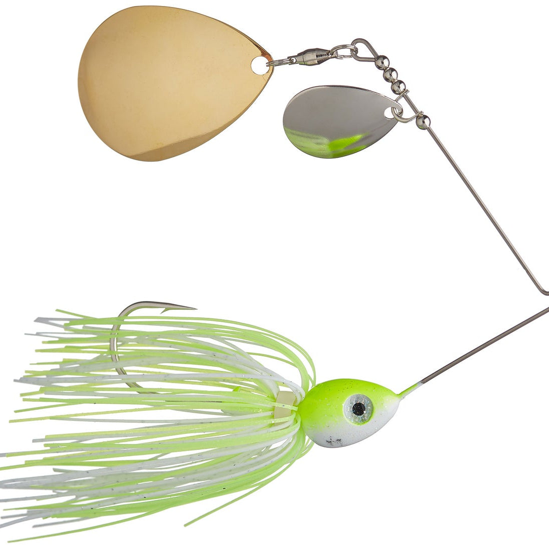 Santone Lures Pretender Double Colorado Spinnerbait Chartreuse White - DBL Colorado Nkl Gld
