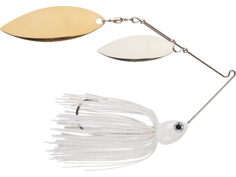 Santone Lures Pretender Double Willow Spinnerbait White - DBL Wil Slv Gld