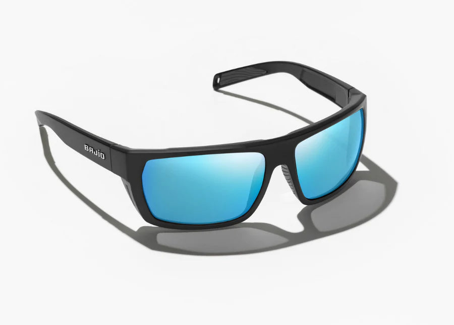 Bajio Palometa Sunglasses Black Matte Blue Mirror Glass