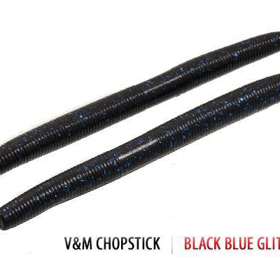 V&M Chopstick Worm 10pk Black Blue Glitter **