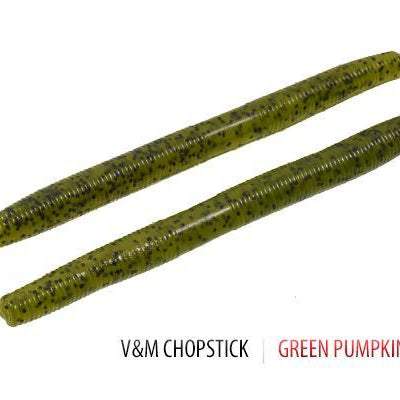 V&M Chopstick Worm 10pk Green Pumpkin **