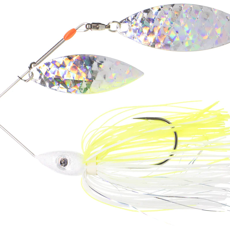 Pulsator Shattered Glass Spinnerbait White and Chartreuse Silver Glass 3 8oz