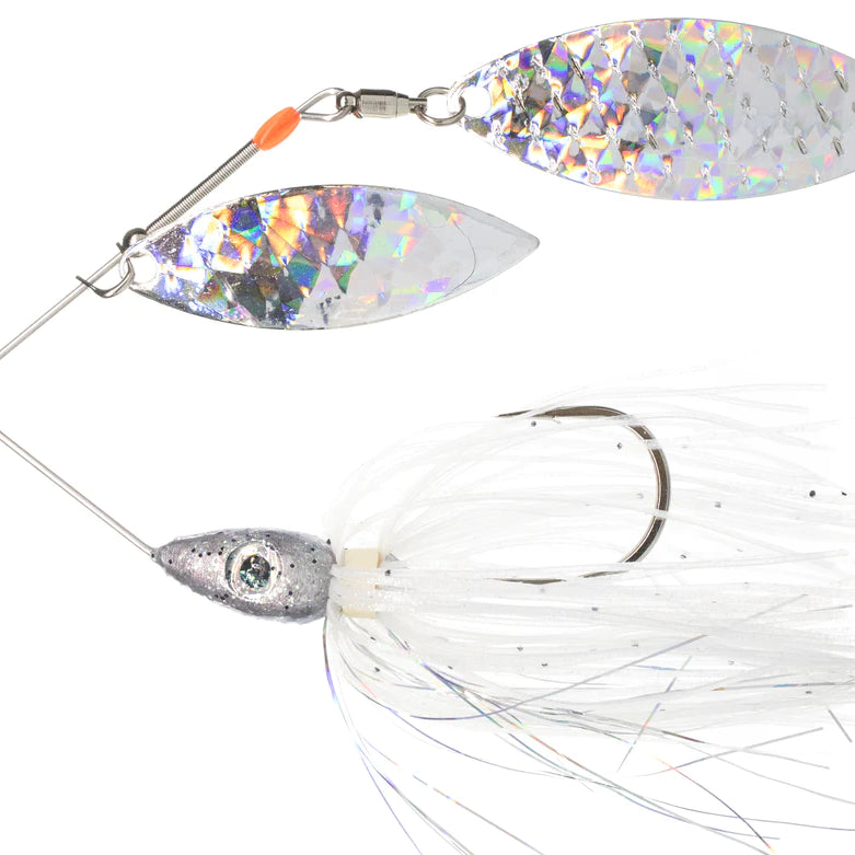Pulsator Shattered Glass Spinnerbait Green Crystal Tinsel Silver Glass 3 8oz