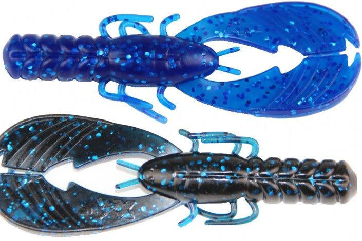 X Zone Lures Pro Series 3.25" Muscle Back Finesse Craw Black Blue Lam