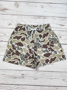 Vintage Camouflage Printed Men Swim Trunks