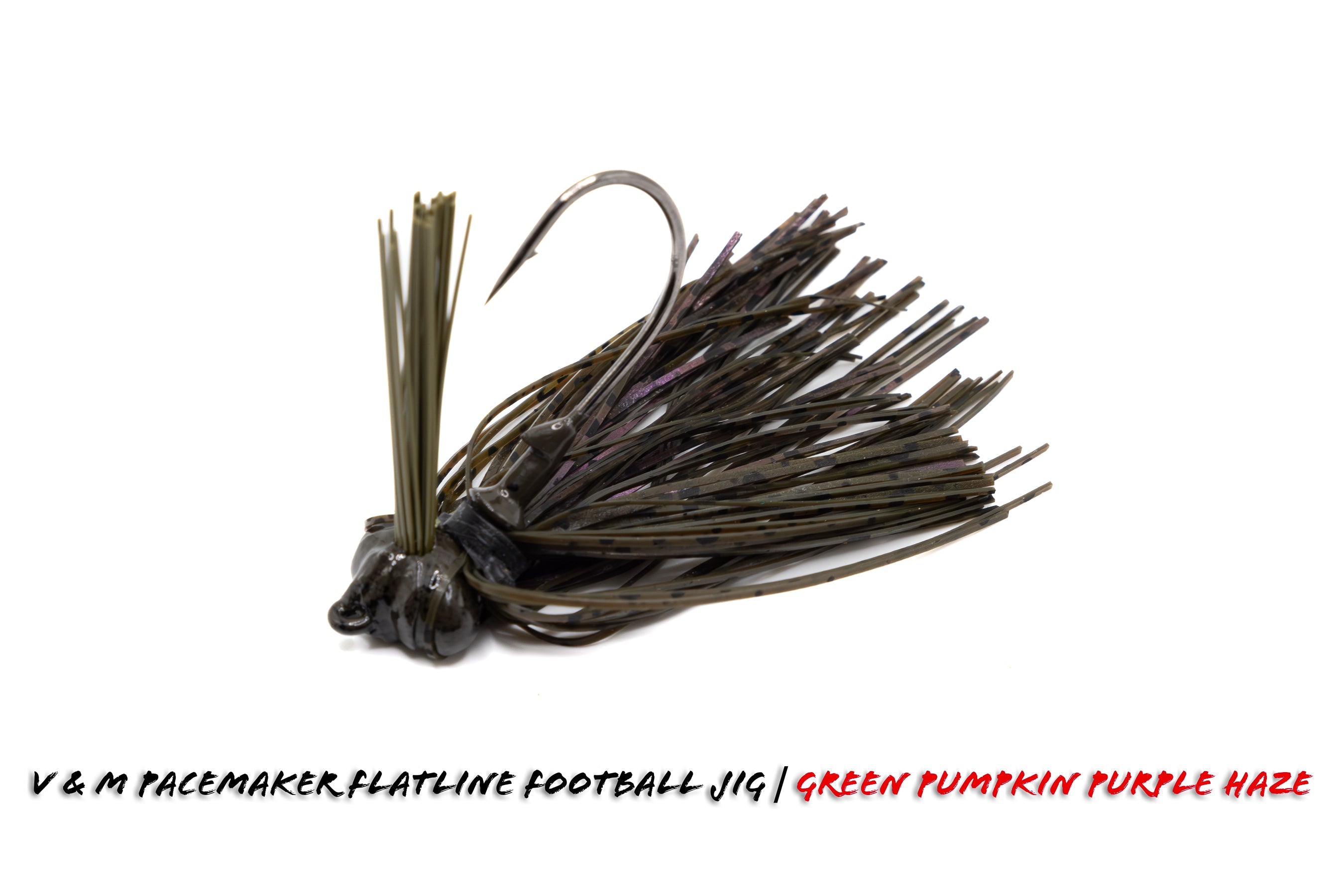 V&M Pacemaker Flatline Football Jig Green Pumpkin Purple Haze