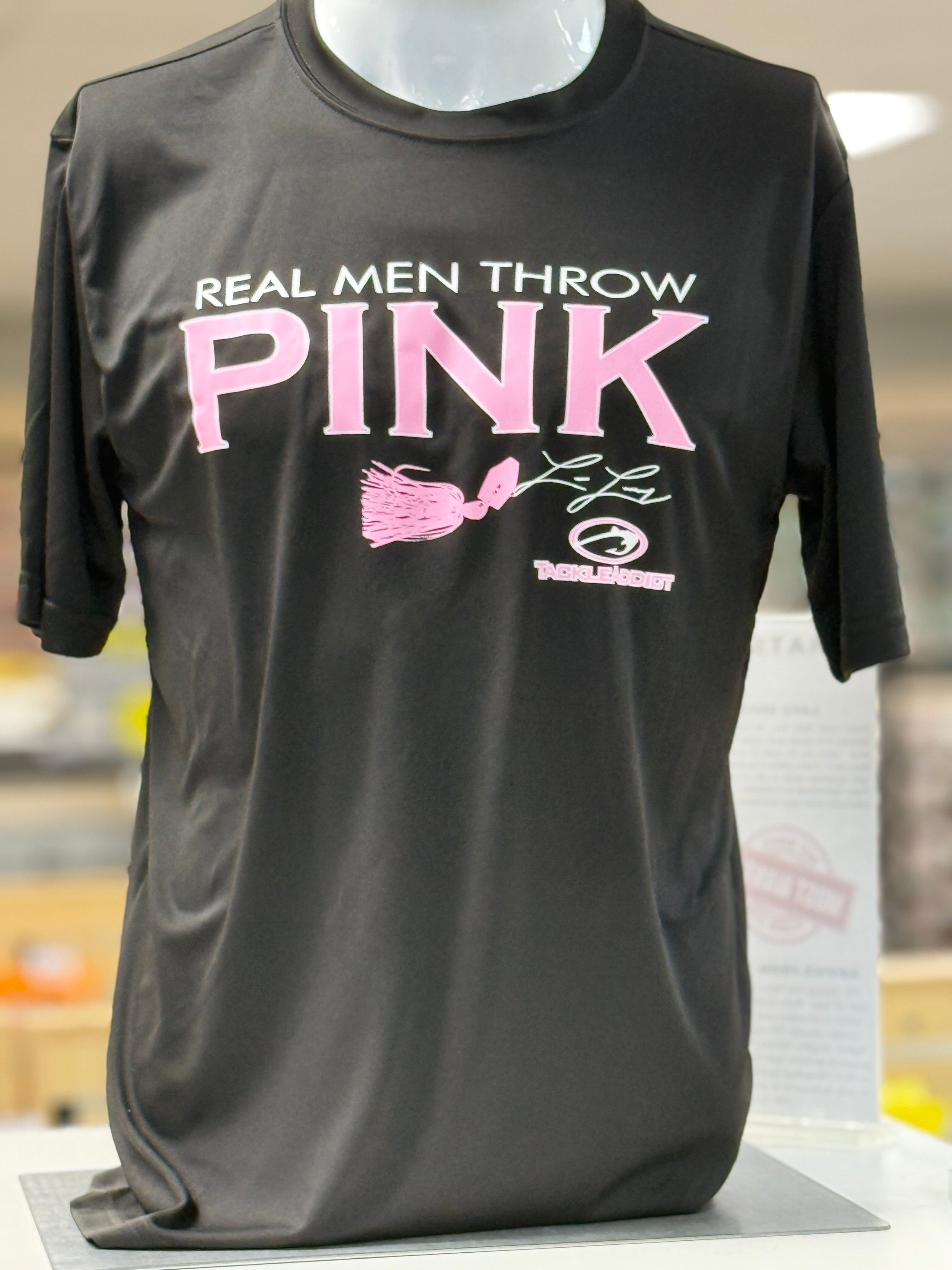 Real Men Throw Pink T-Shirt Black
