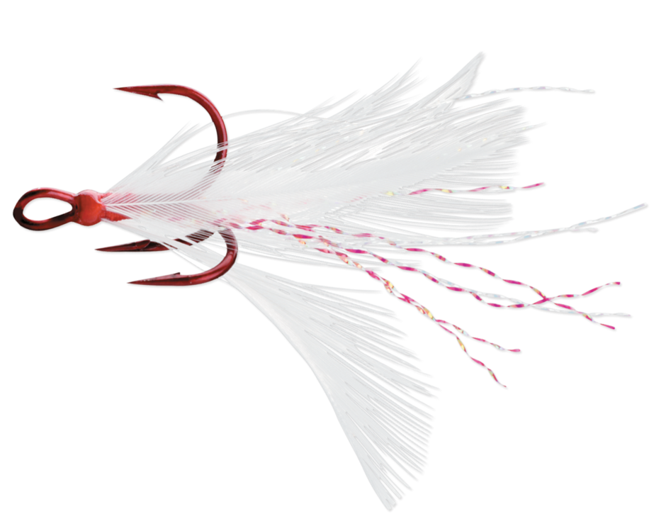 VMC X-Rap Tail Treble Hook 2pk Tin Red White Red