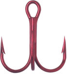 VMC Short Shank Round Bend 1X Treble Hooks 7pk Red