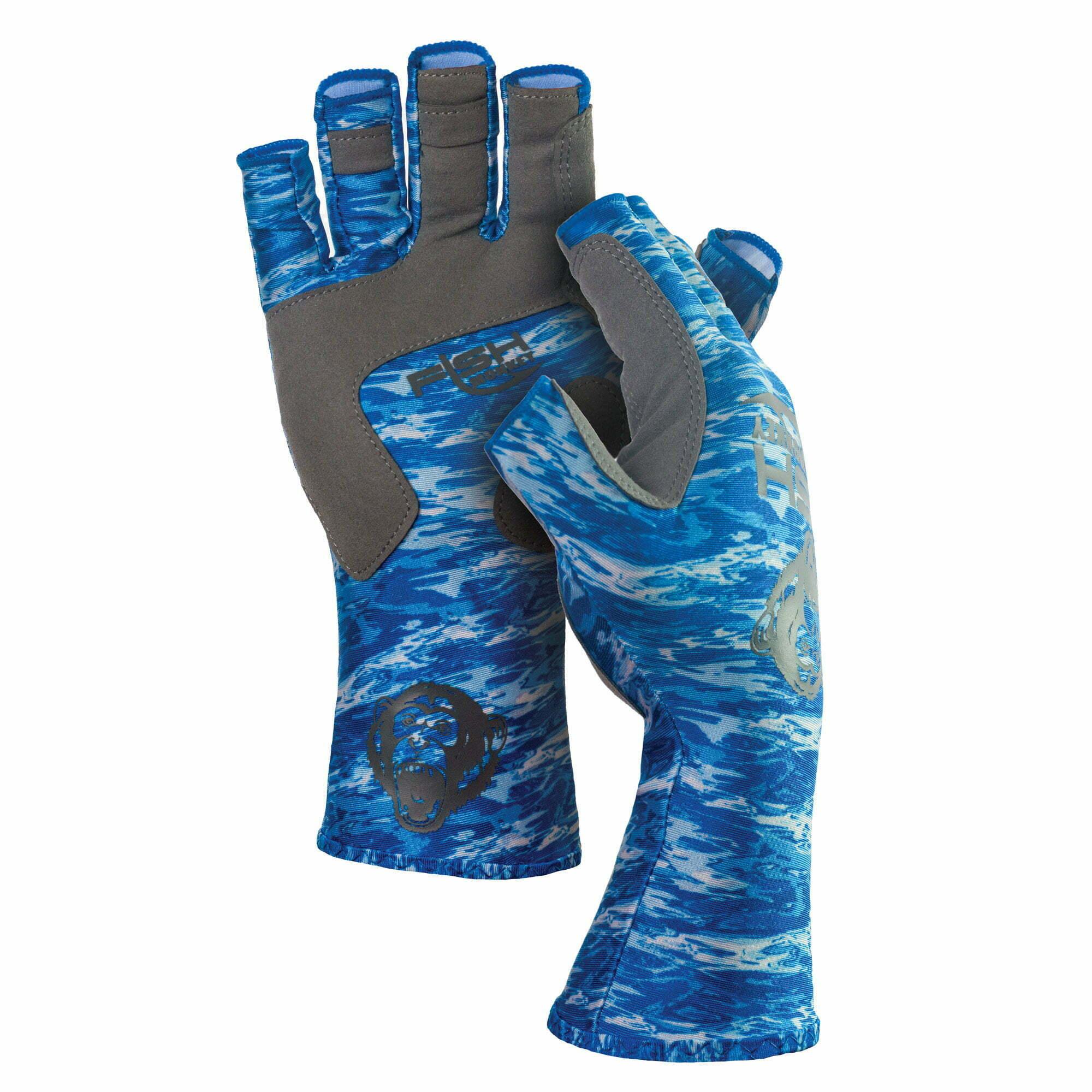 Fish Monkey Half Finger Guide Glove Blue Water Camo
