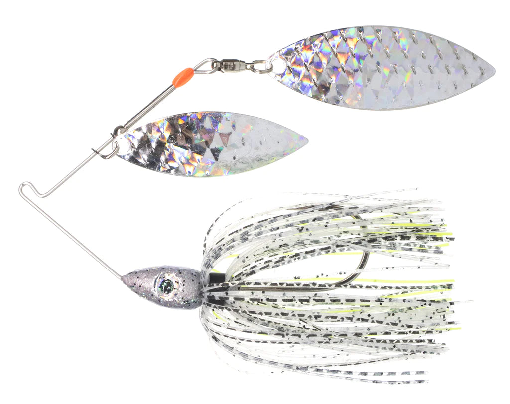 Pulsator Shattered Glass Spinnerbait 1 2oz Bombshell Bass Silver Glass