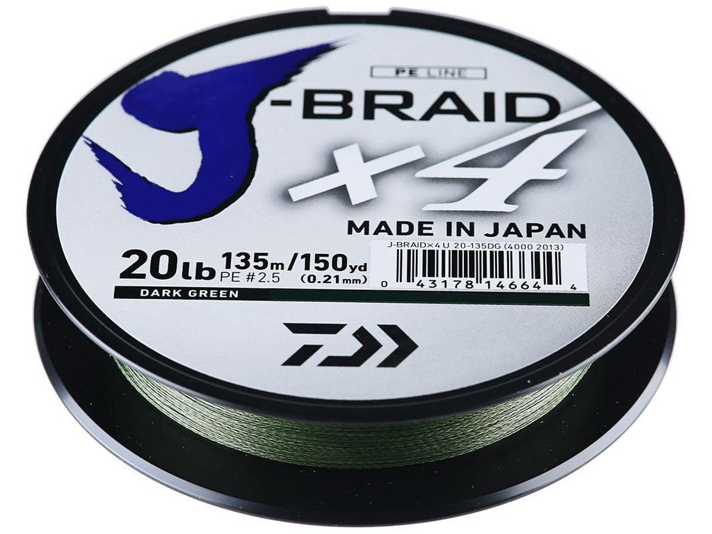 Daiwa J-Braid X4 Braided Line 150 80lb Dark Green